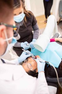 Patient getting her amalgam removed